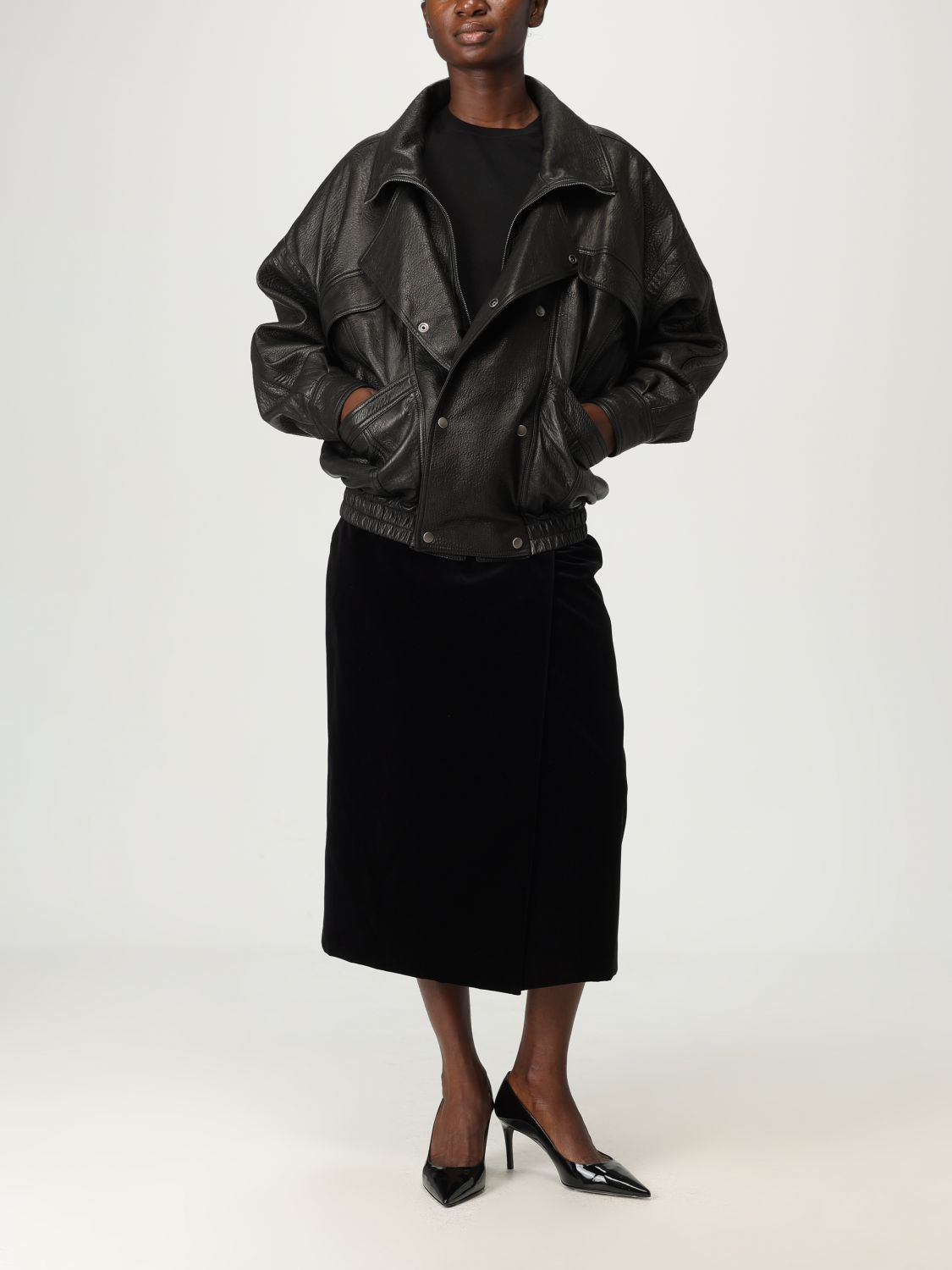 [Saint Laurent] Long skirt FW25 826769Y580T 1000