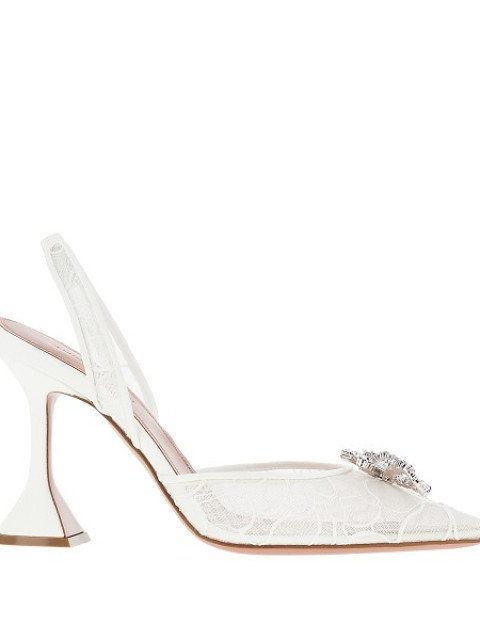 [Amina Muaddi] Sandals SS26 ROSIELACESLING95LACE NAPPAIVORY-IVORY