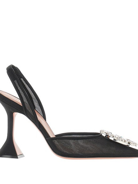 [Amina Muaddi] Sandals SS26 BEGUMMESHSLING95MESHBLACK-BLACK