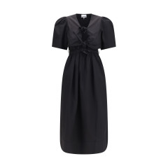 Midi Dress with bows and puff shoulders