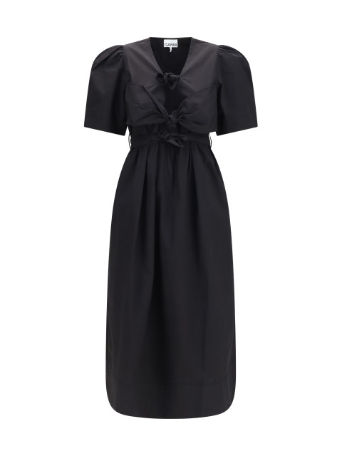 Midi Dress with bows and puff shoulders