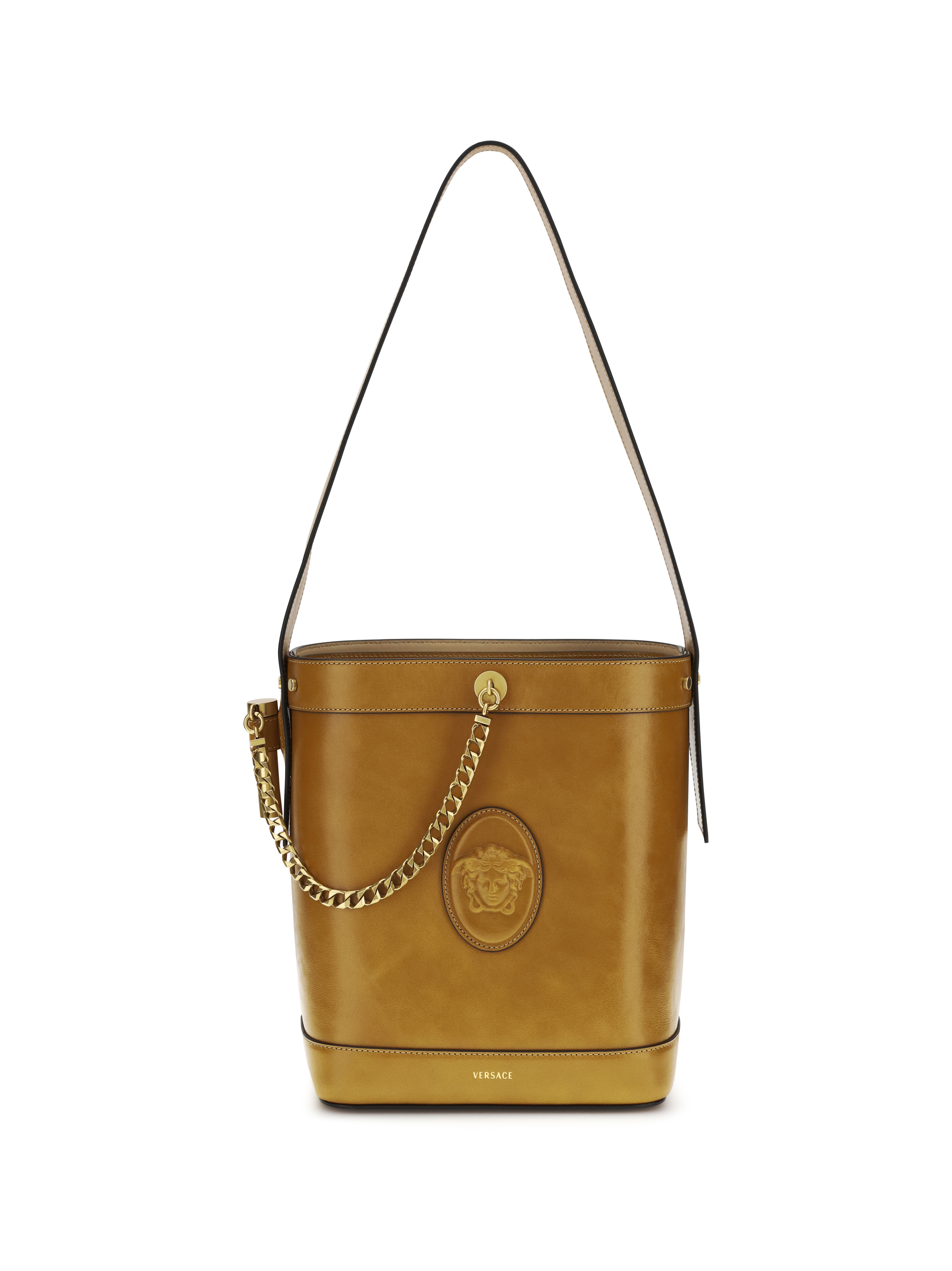 Small leather Pivot Bucket Bag