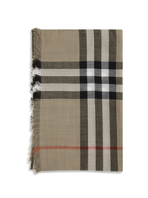 Check reversible wool and silk Scarf