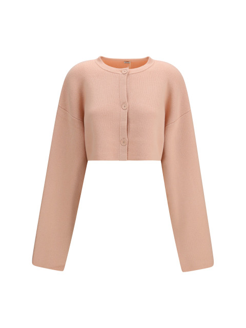 Cropped crewneck Cardigan with button fastening