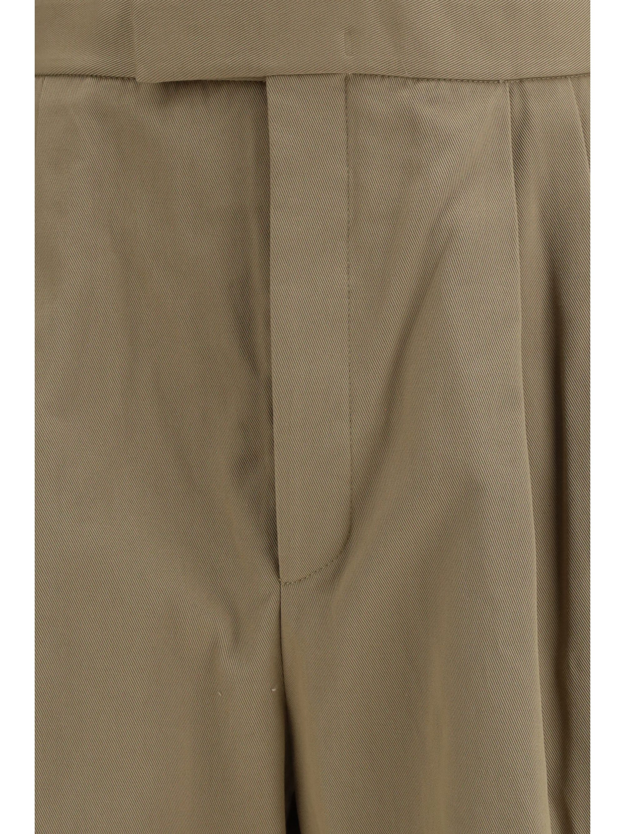 Cotton gabardine Pants with double pleats