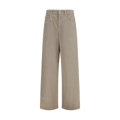 Straight-leg cotton and linen Pants