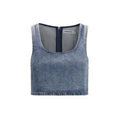 Rhinestone denim crop Top