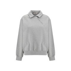 Sweatshirt with oblique zip closure