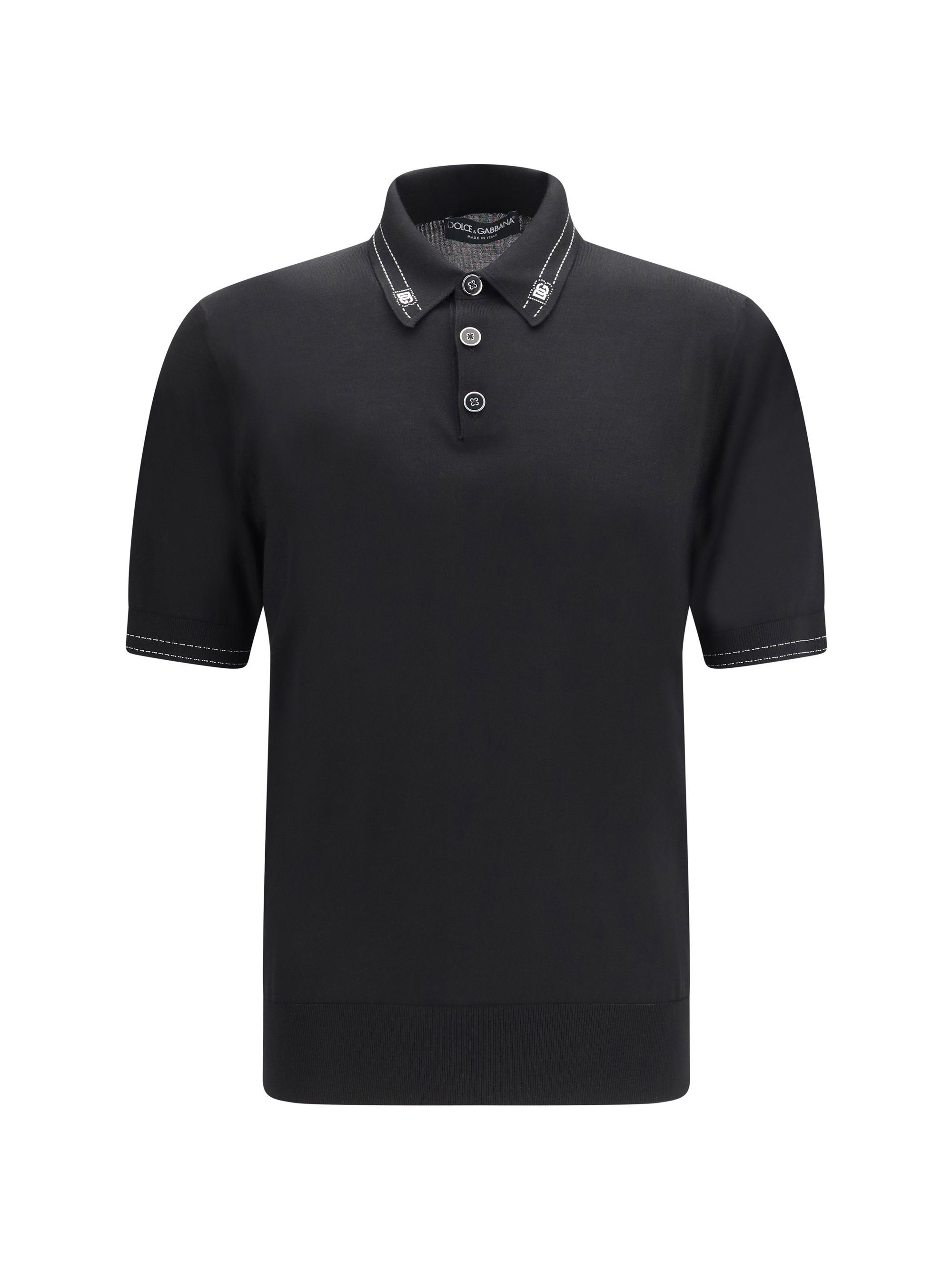 Silk Polo with collar and short sleeves