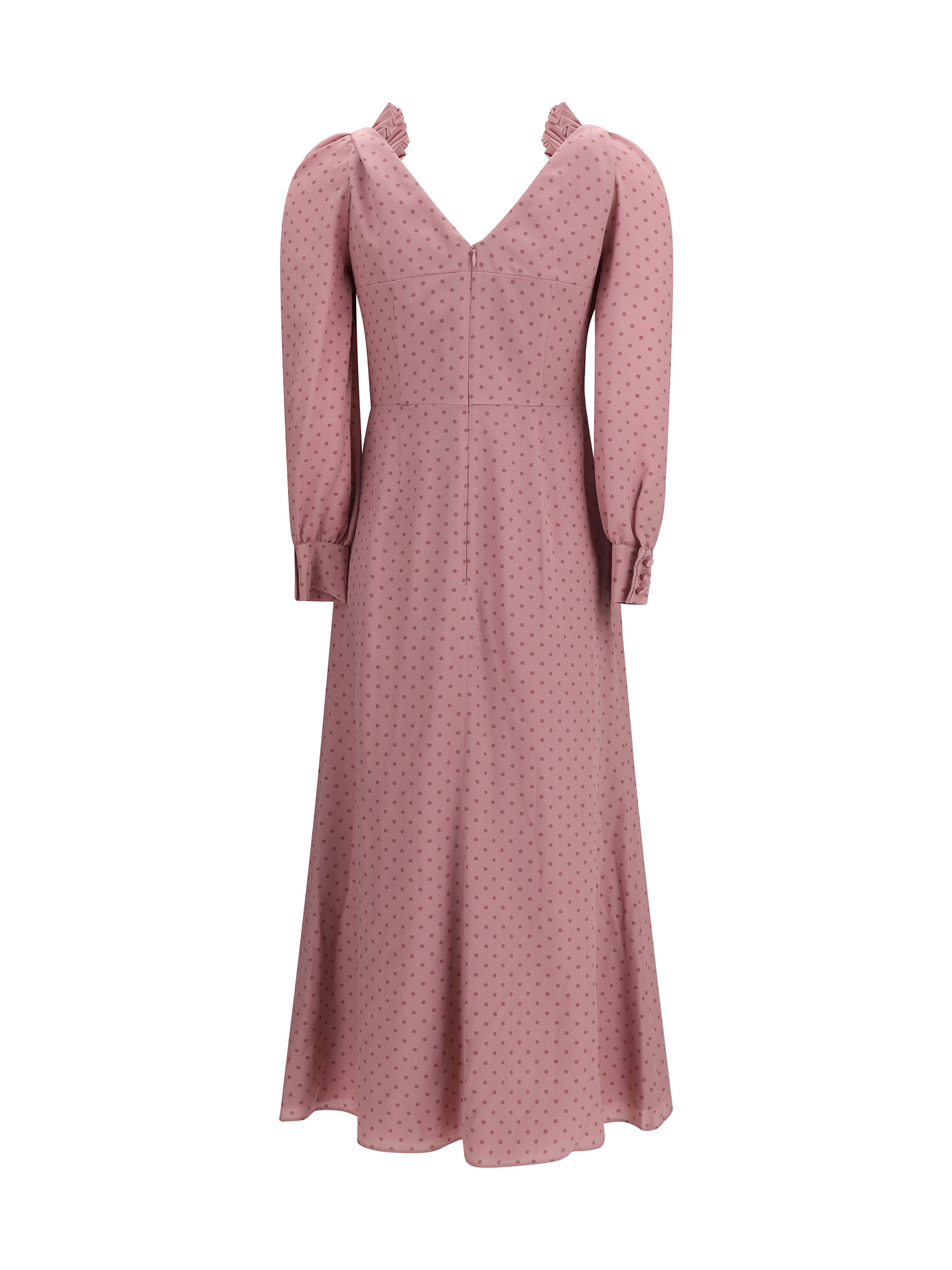Polka Dot Midi Dress with Ruffles