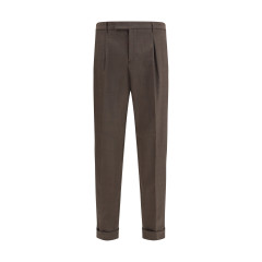 Carrot fit single pleat Pants in virgin wool