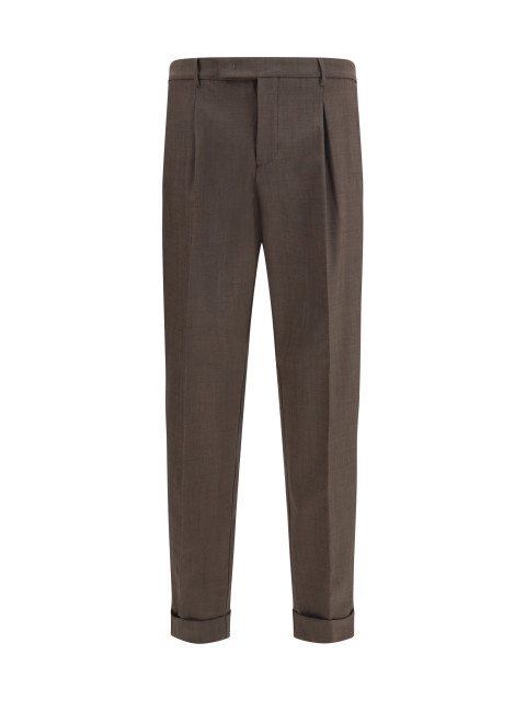 Carrot fit single pleat Pants in virgin wool