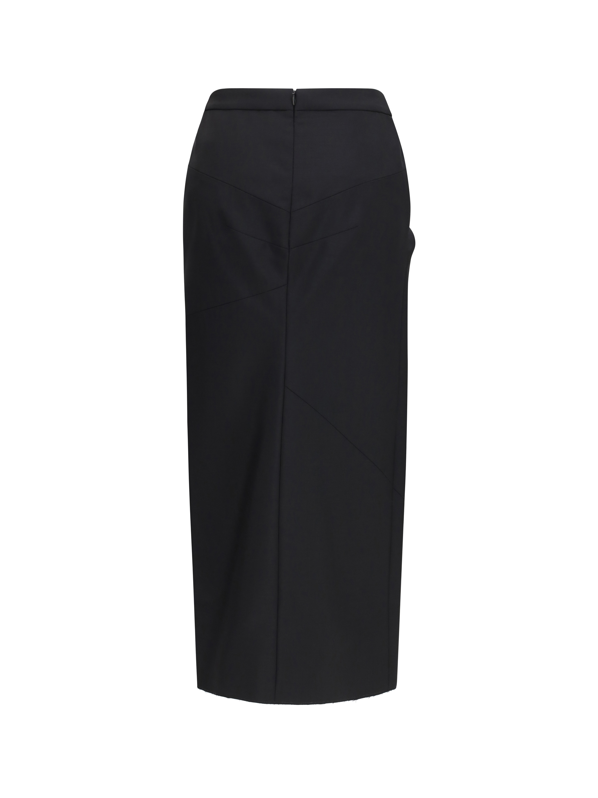 Draped midi Skirt in double-faced wool and mohair