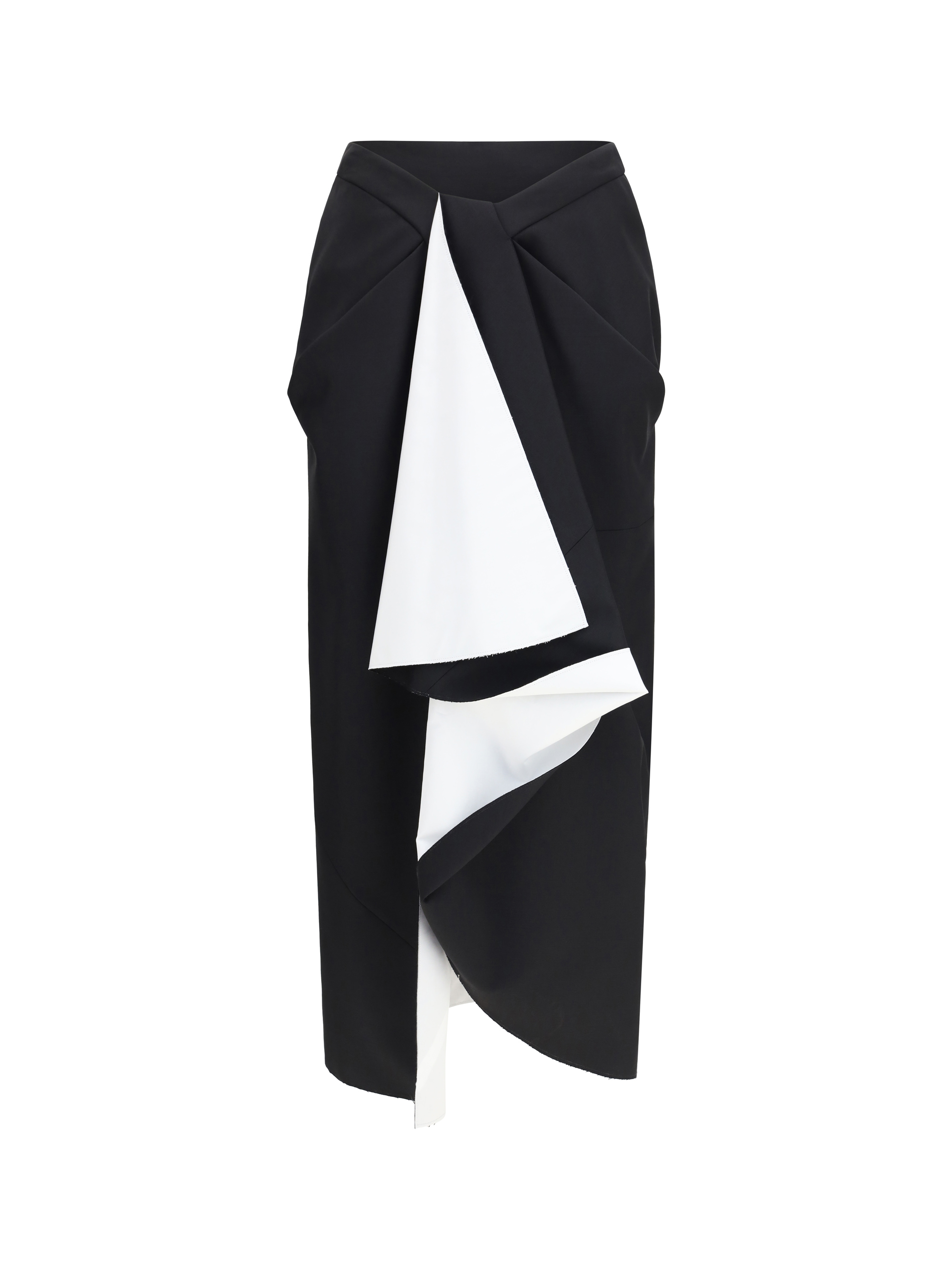 Draped midi Skirt in double-faced wool and mohair