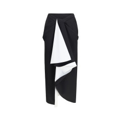 Draped midi Skirt in double-faced wool and mohair