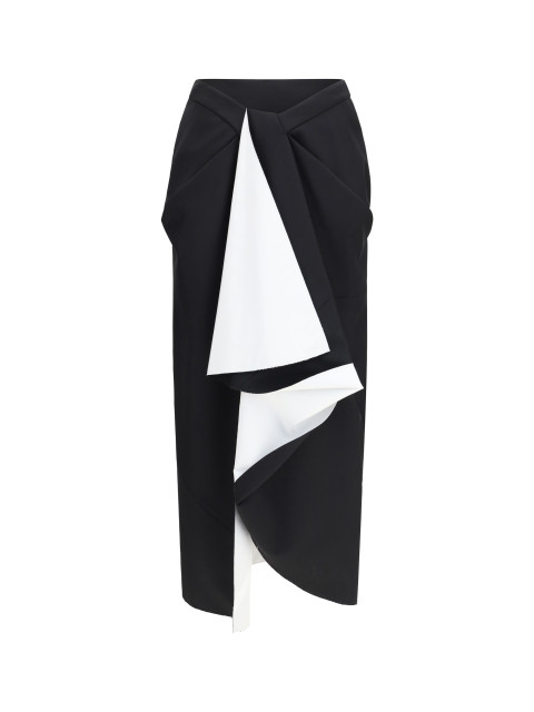 Draped midi Skirt in double-faced wool and mohair