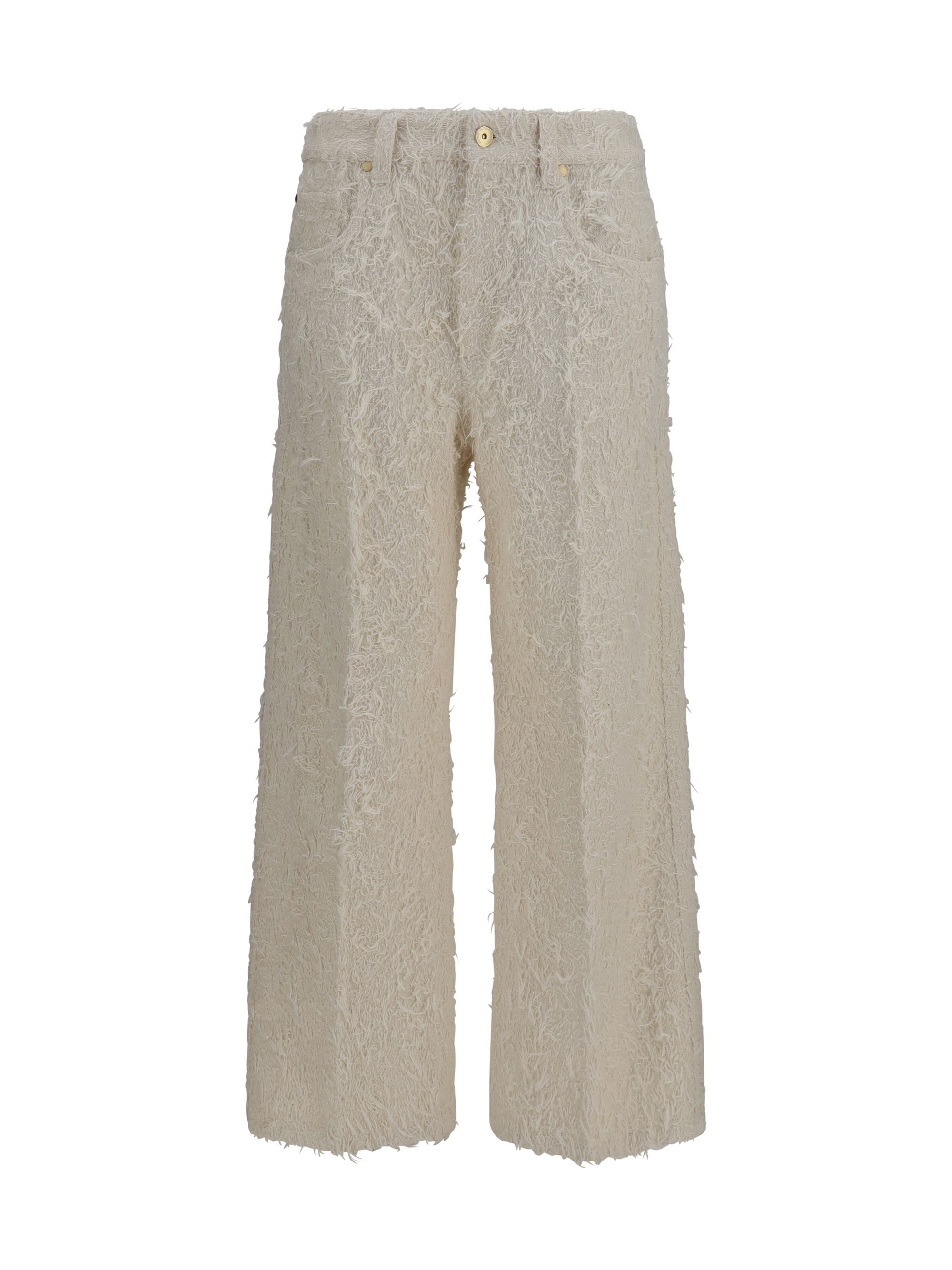 Square-leg dyed furry Pants with monili