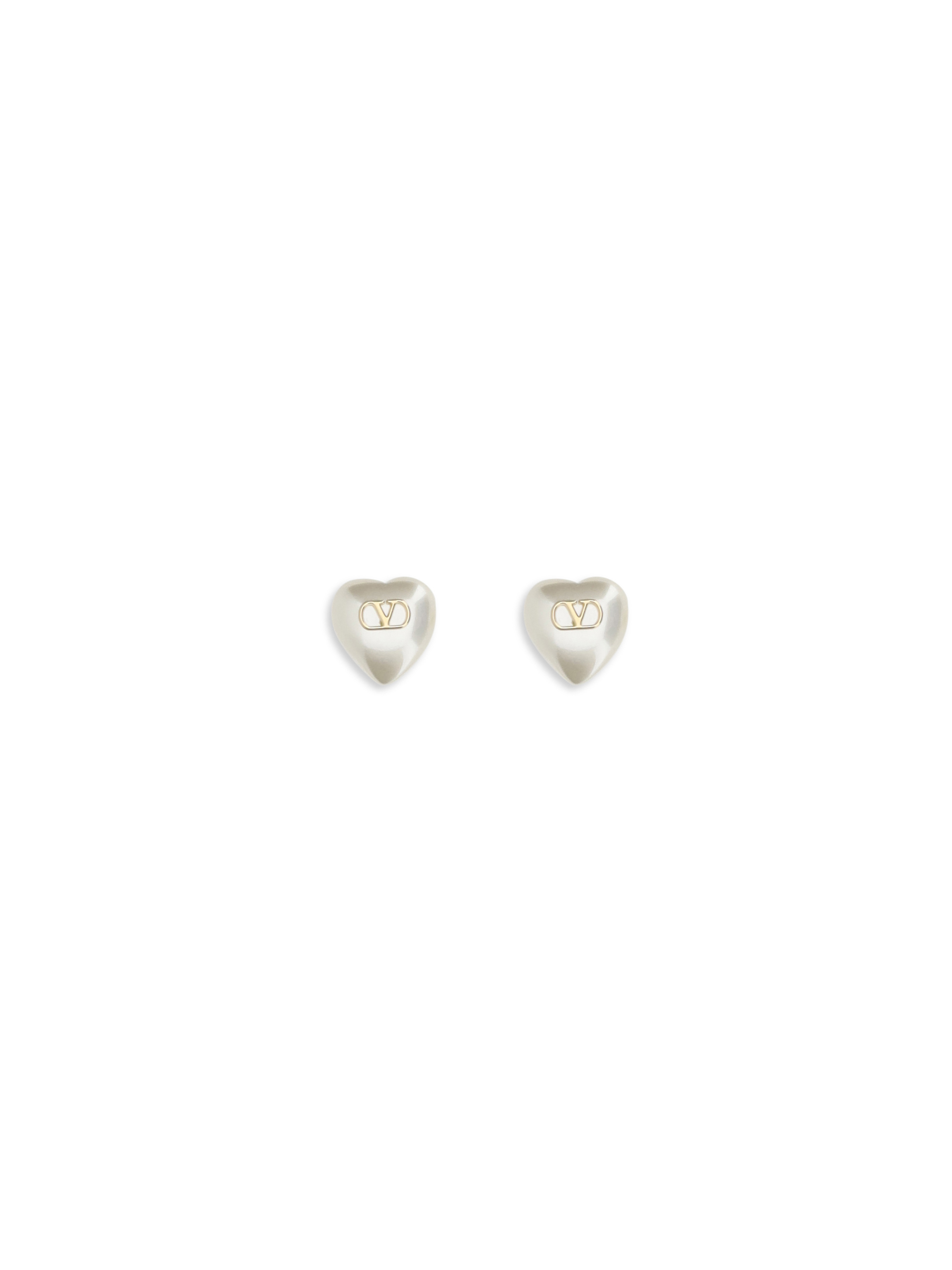 VLogo Signature Earrings in metal and pearls