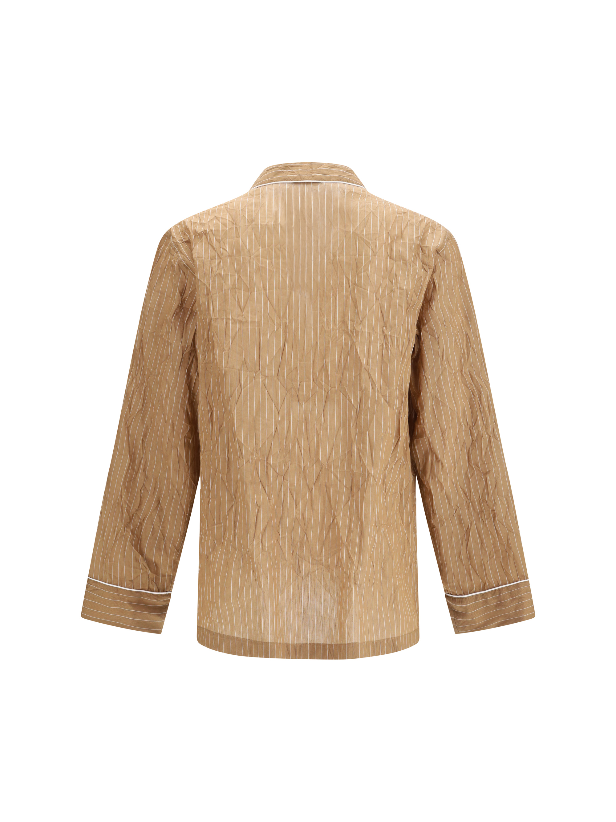 Vanity Shirt-style robe in froissé striped fabric