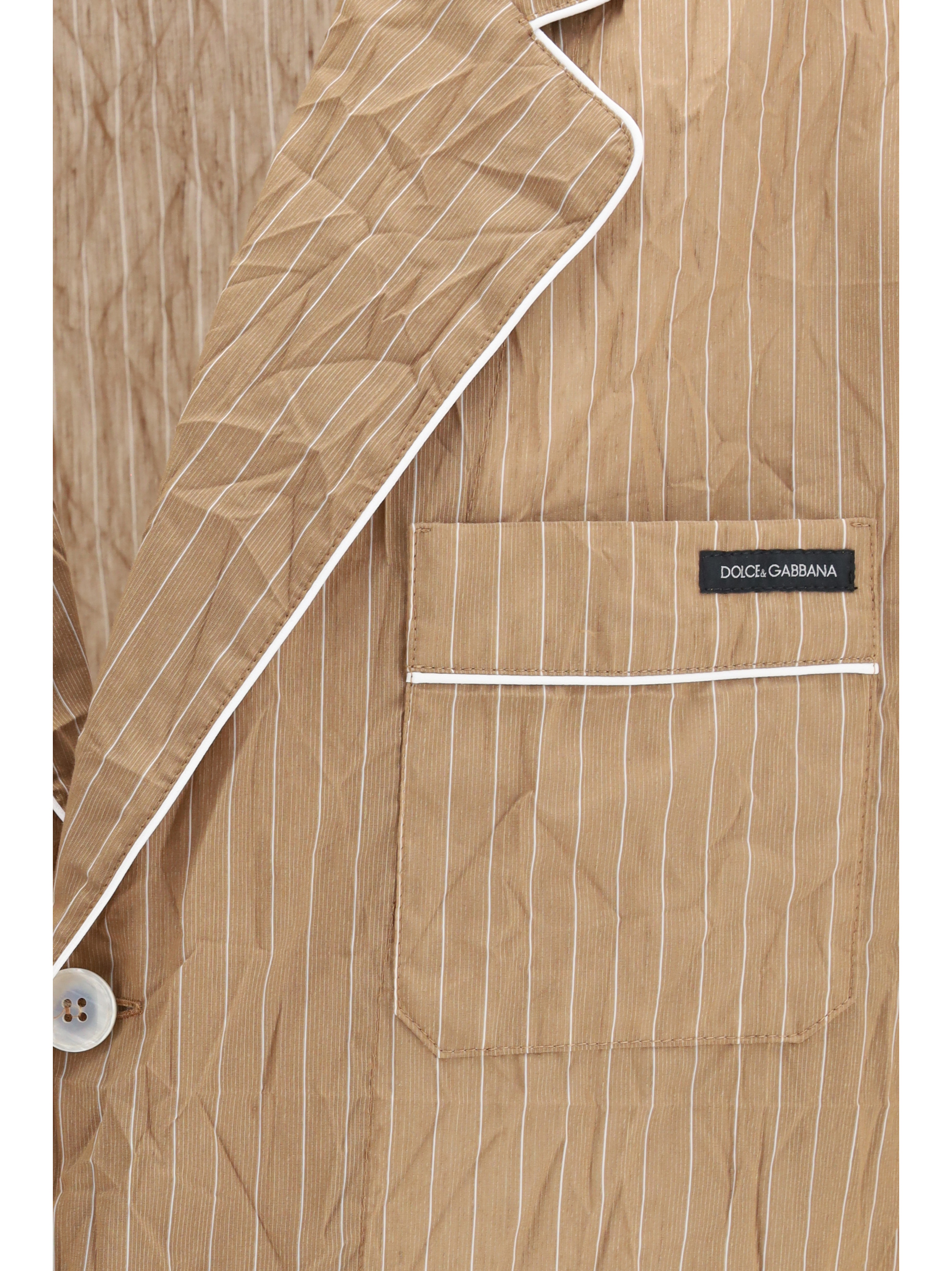 Vanity Shirt-style robe in froissé striped fabric