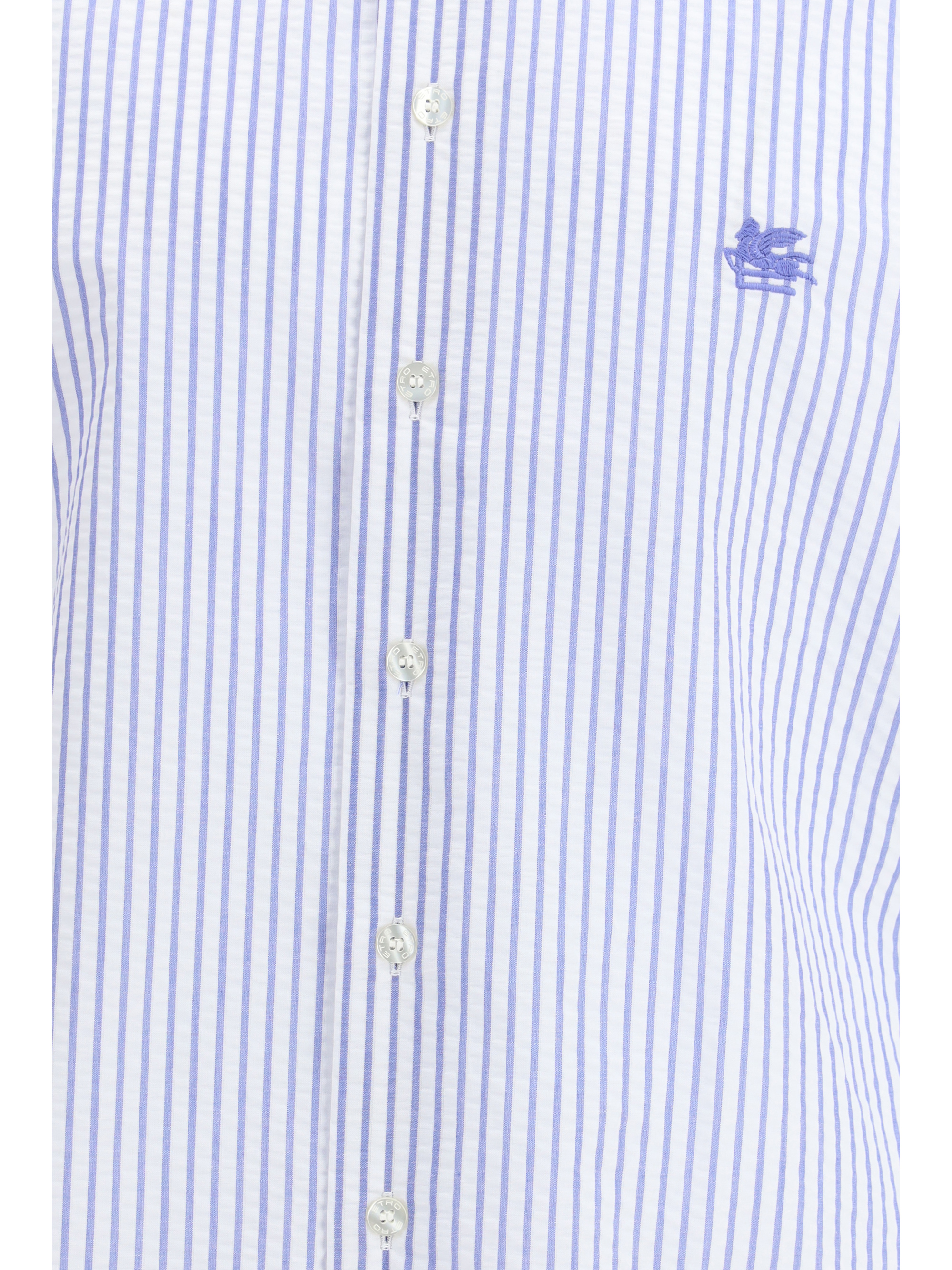 Striped cotton Shirt with an embroidered Pegaso logo on the chest