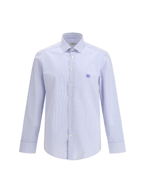 Striped cotton Shirt with an embroidered Pegaso logo on the chest