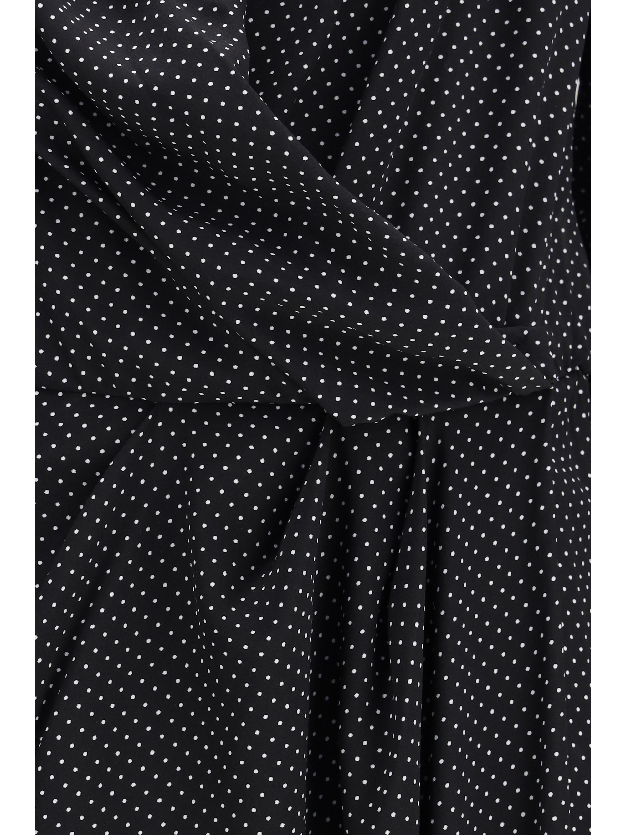 Criss Cross polka-dot silk crepe de chine long Dress