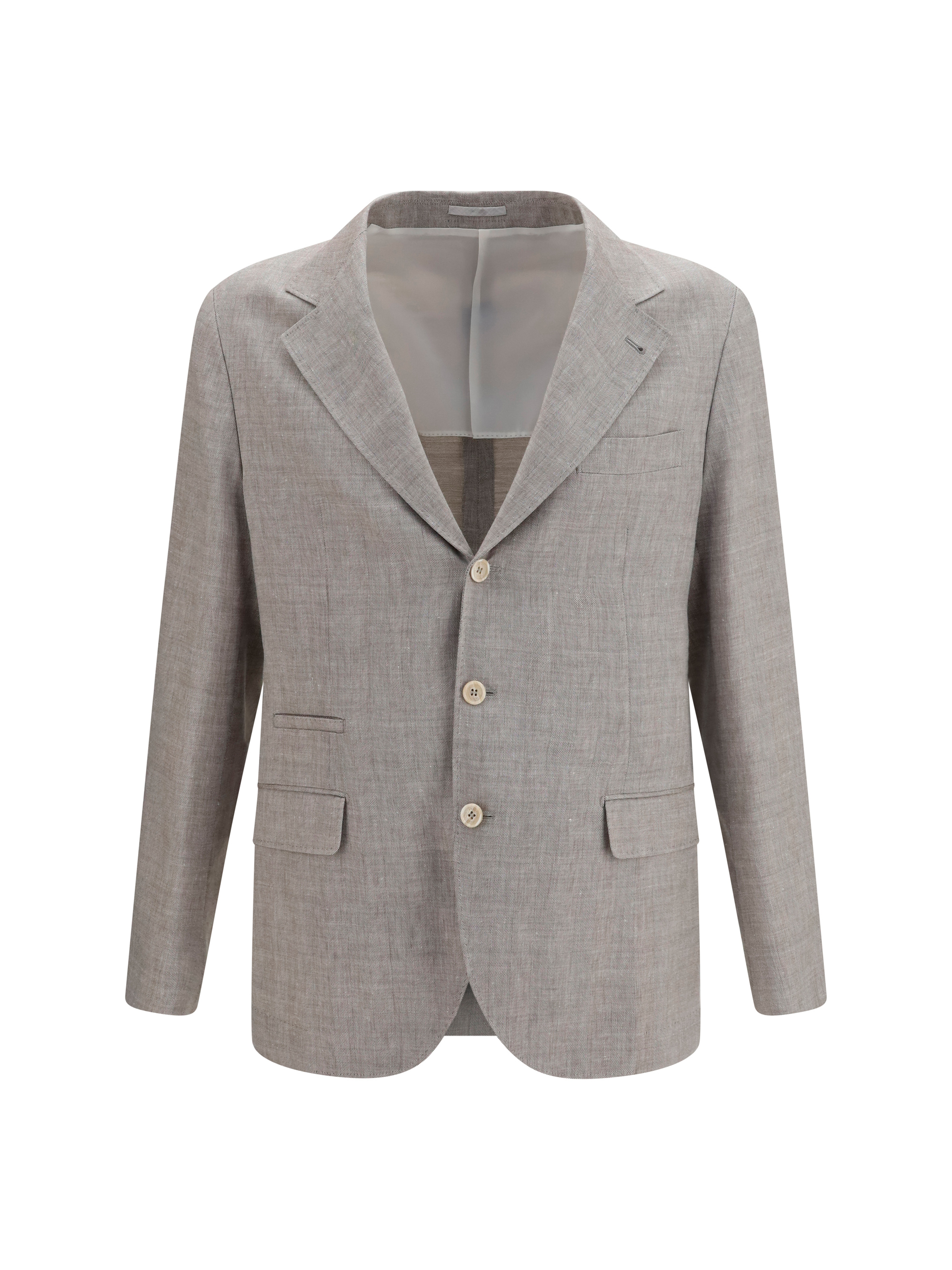 Deconstructed linen and wool chevron Jacket