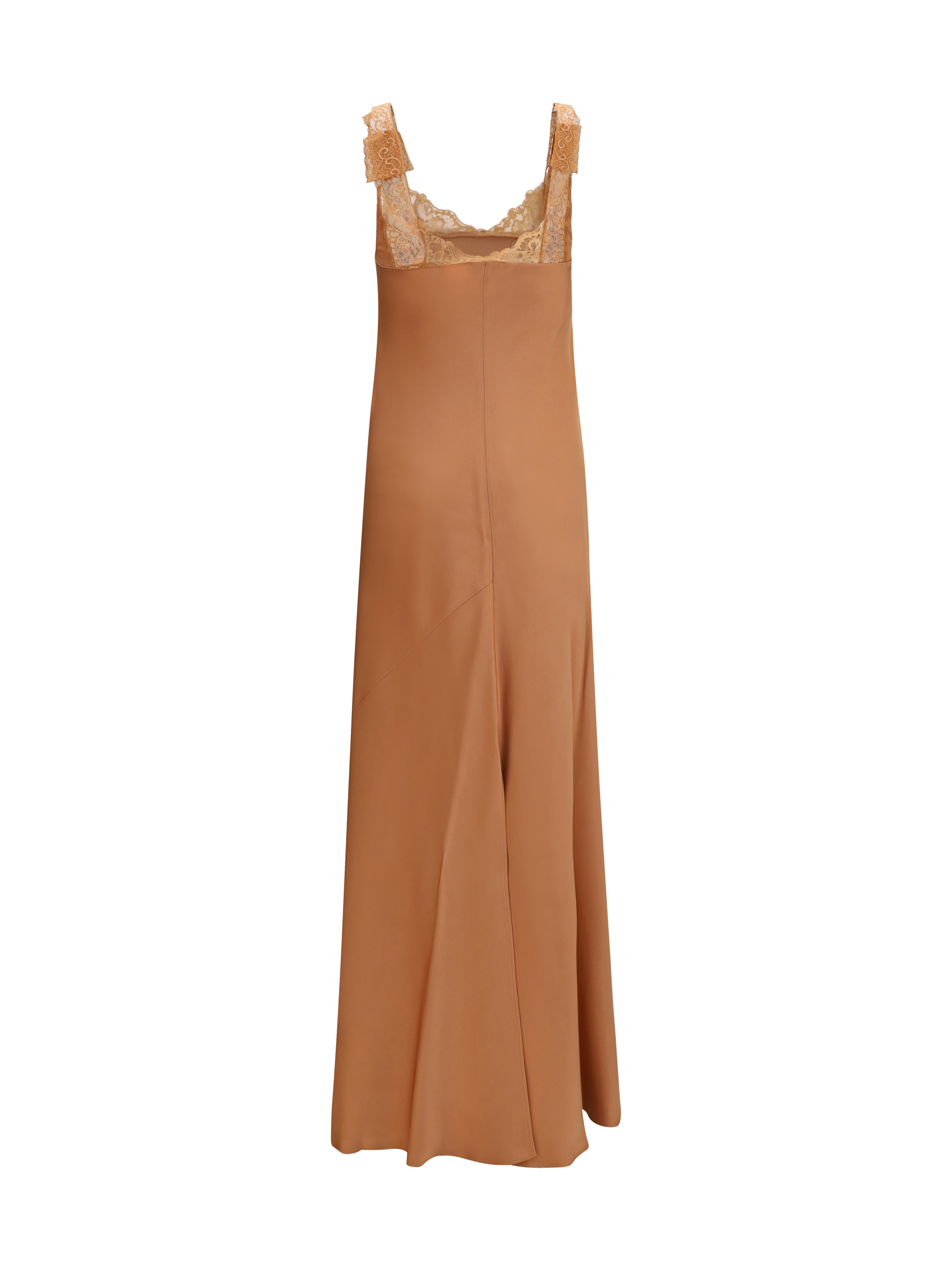 satin maxi Dress with lace trims
