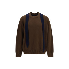 Wool knit Cardigan with integrated scarf