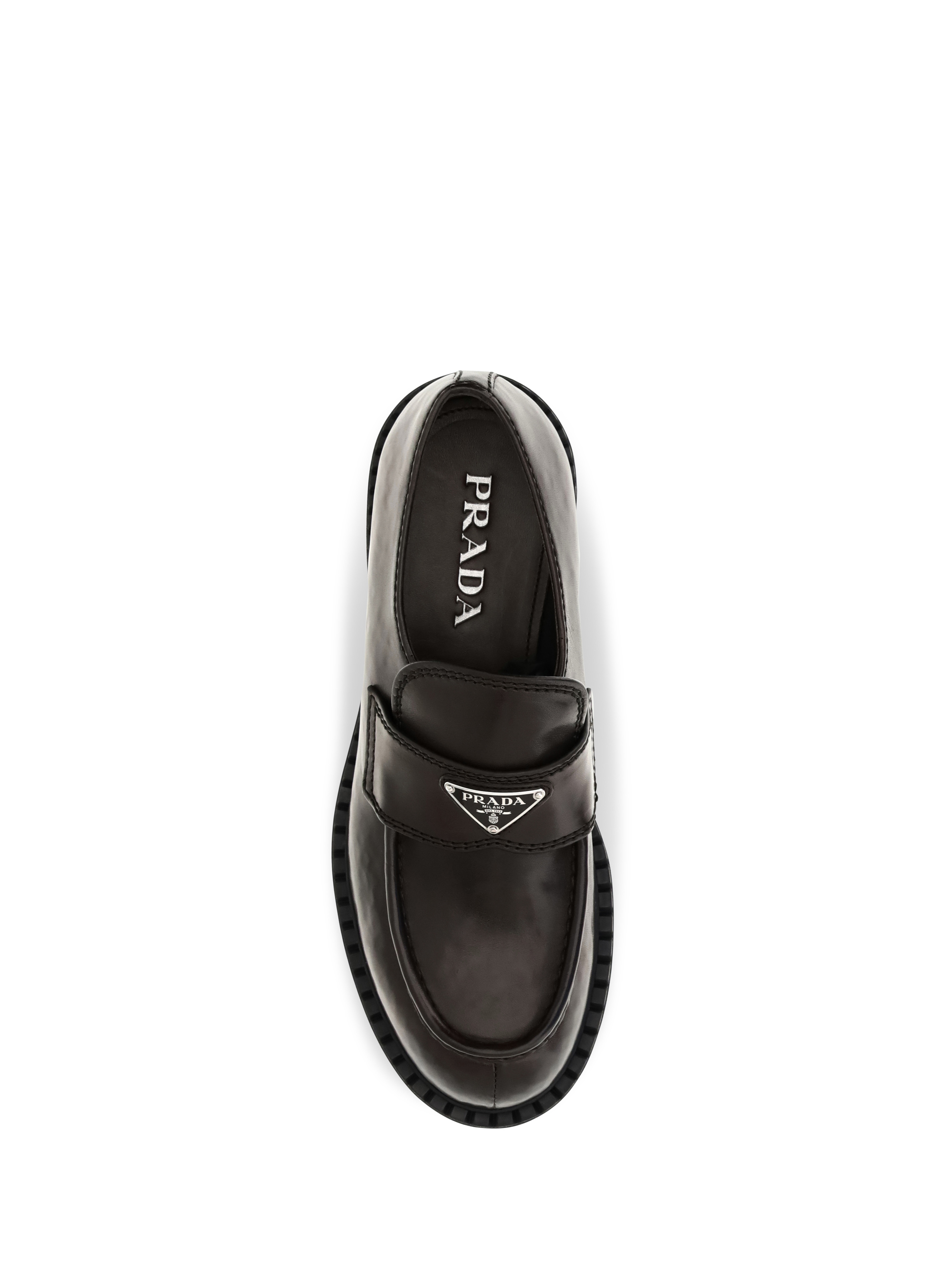Brushed leather Loafers with triangle logo