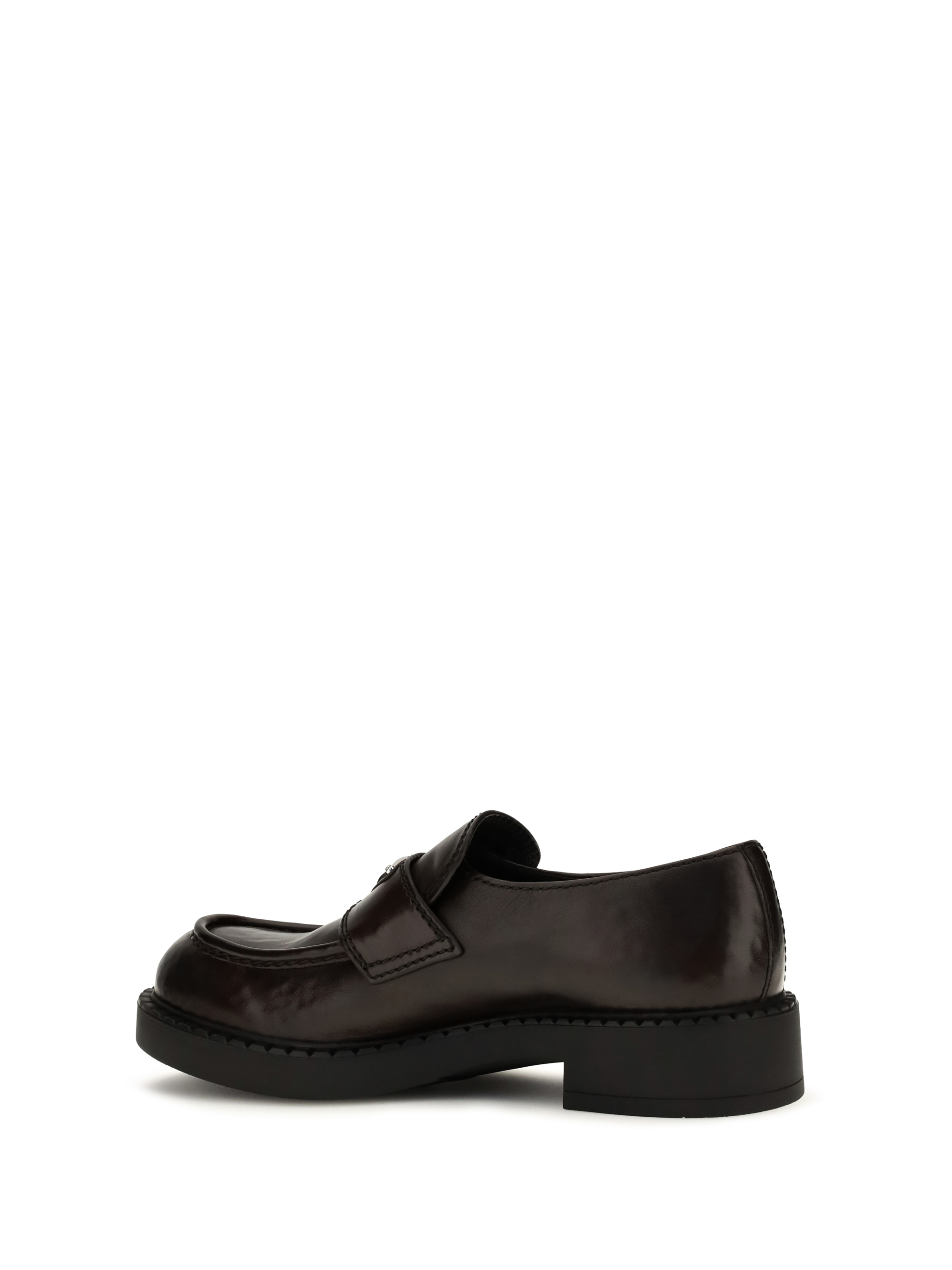 Brushed leather Loafers with triangle logo