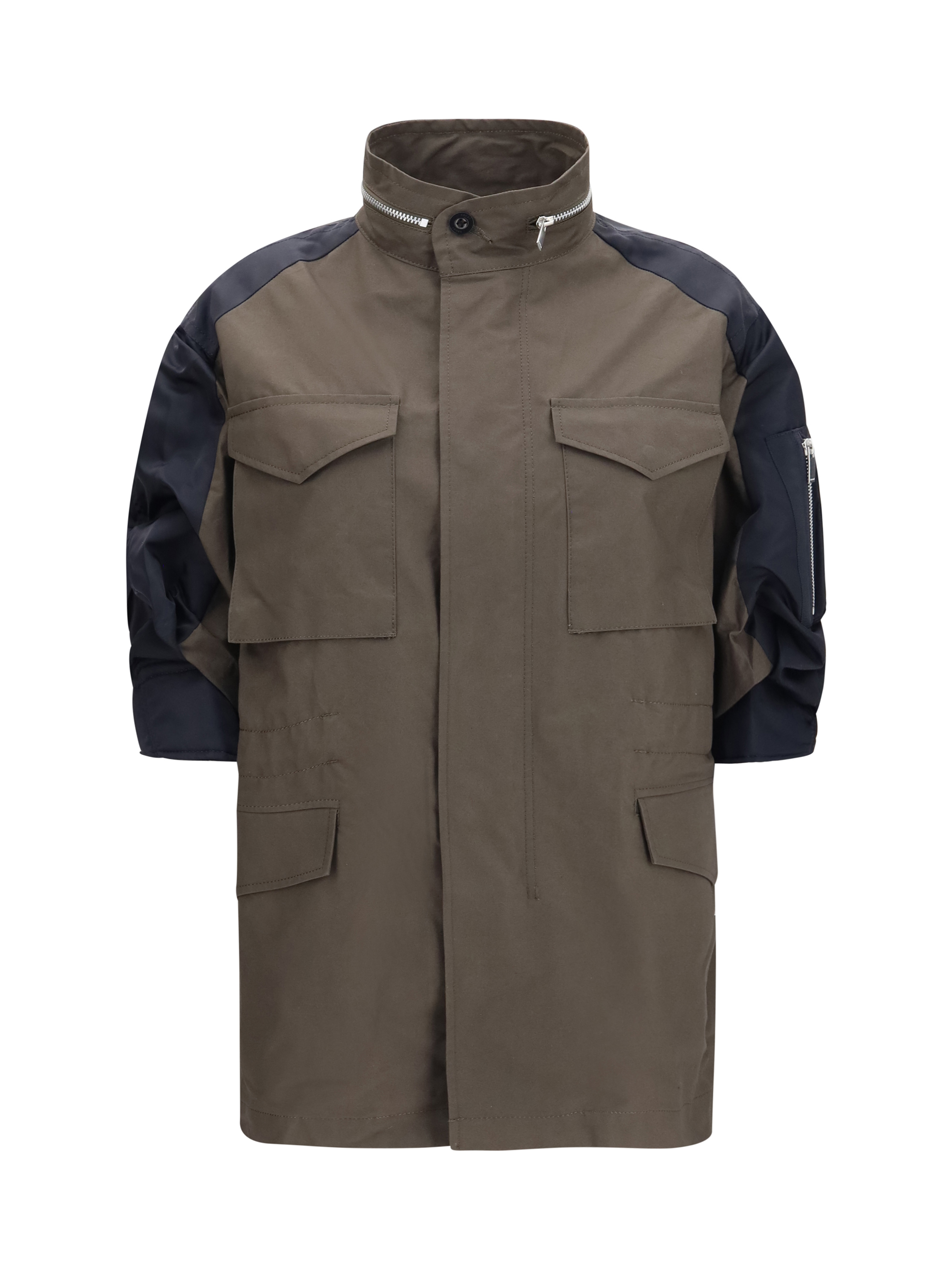 Nylon and cotton Jacket with three-quarter sleeves