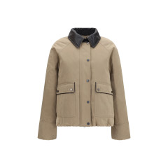 Padded down Jacket with leather collar