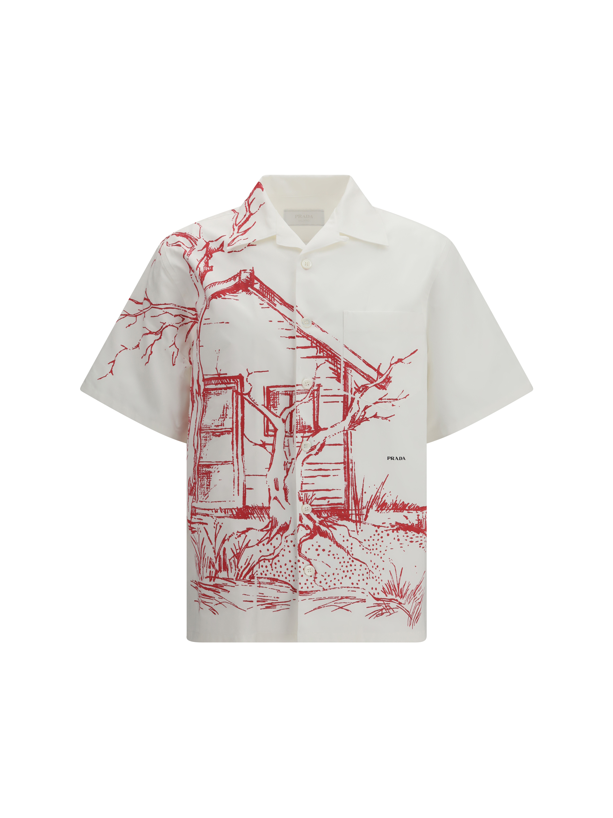 Printed bowling Shirt with “Cabin” print