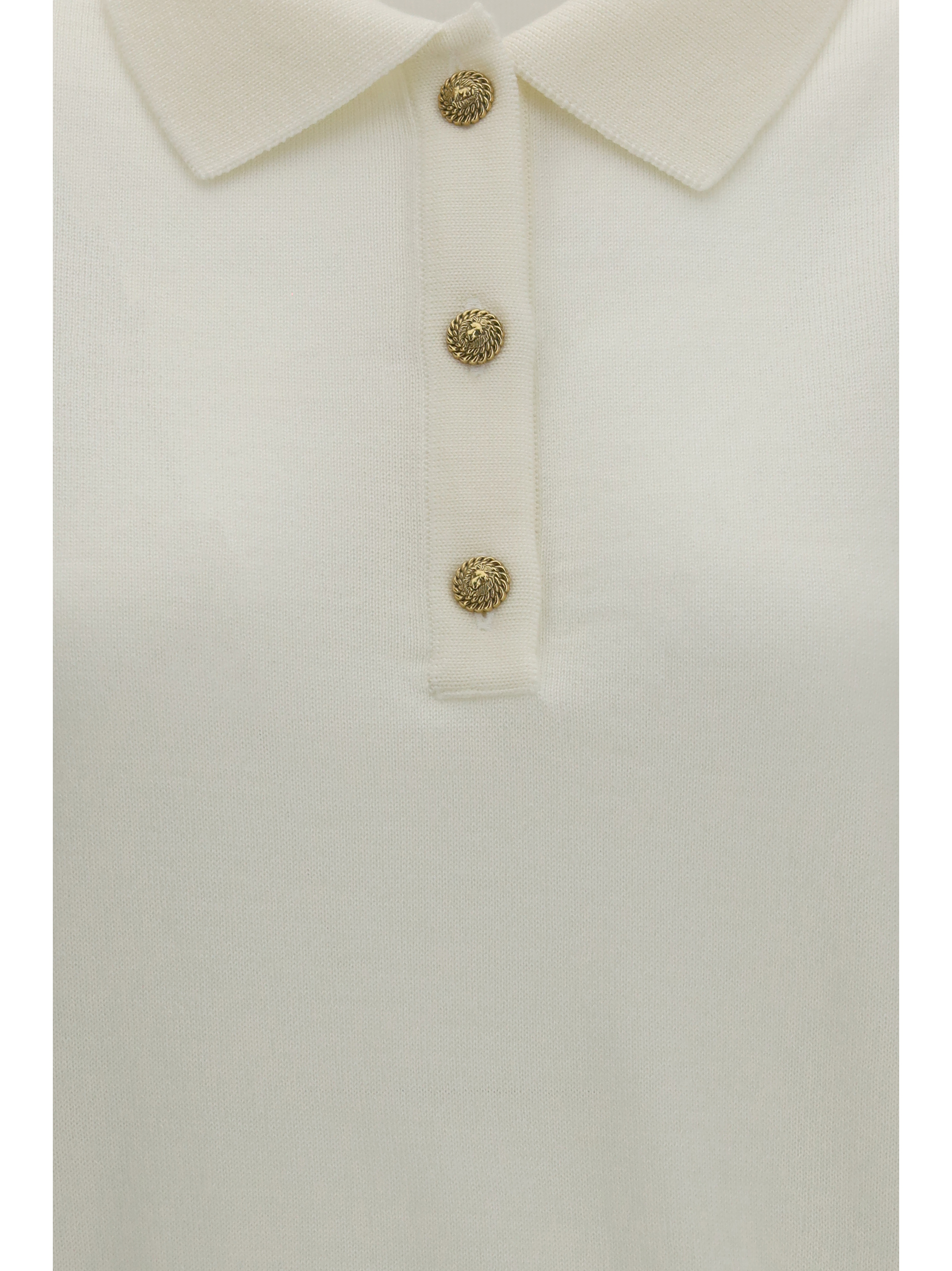 Wool Polo with vintage buttons