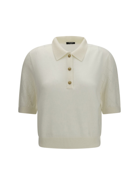 Wool Polo with vintage buttons