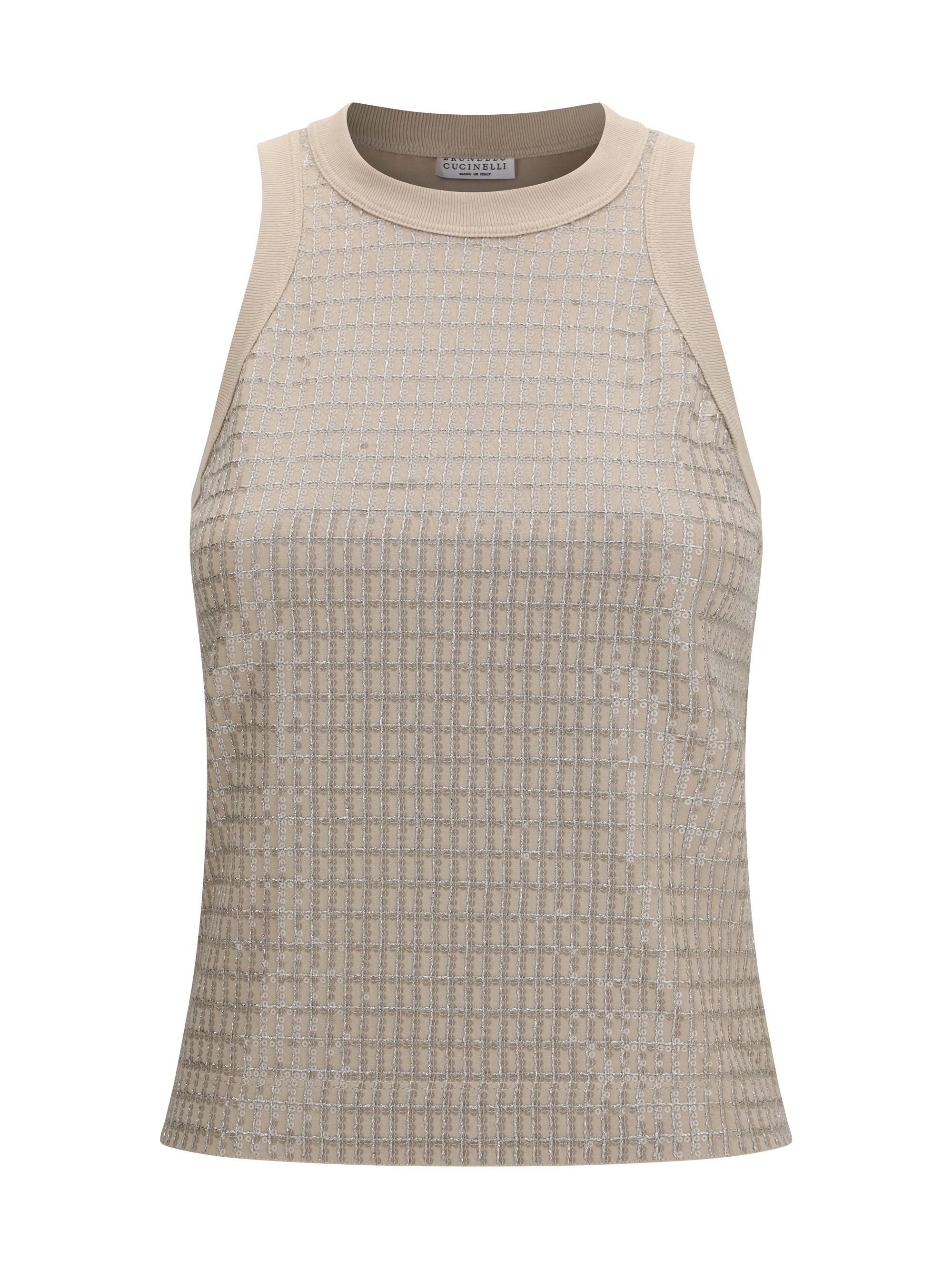Top in cotton with luminous embroidery