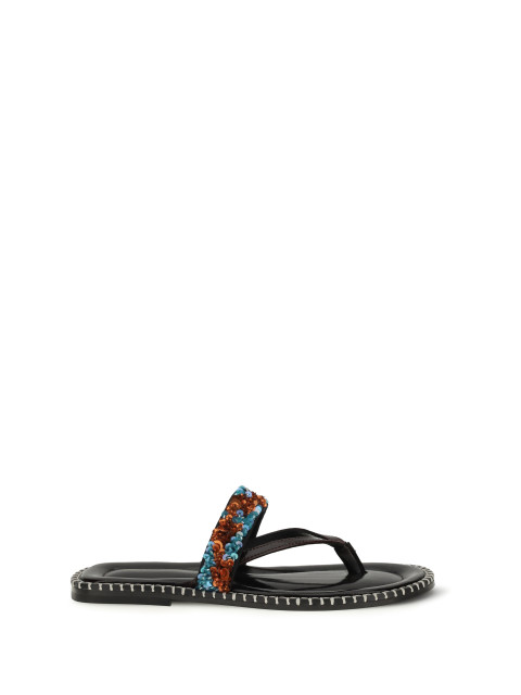Slip-on leather Sandals with sequins