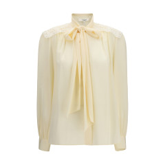 Bow Blouse with embroidered shoulders