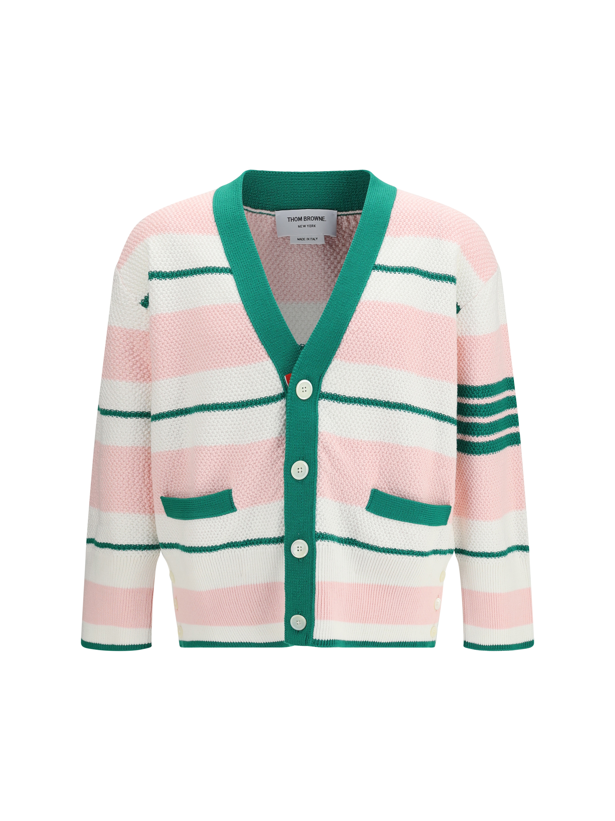 Classic stripe seed stitch V Neck Cardigan