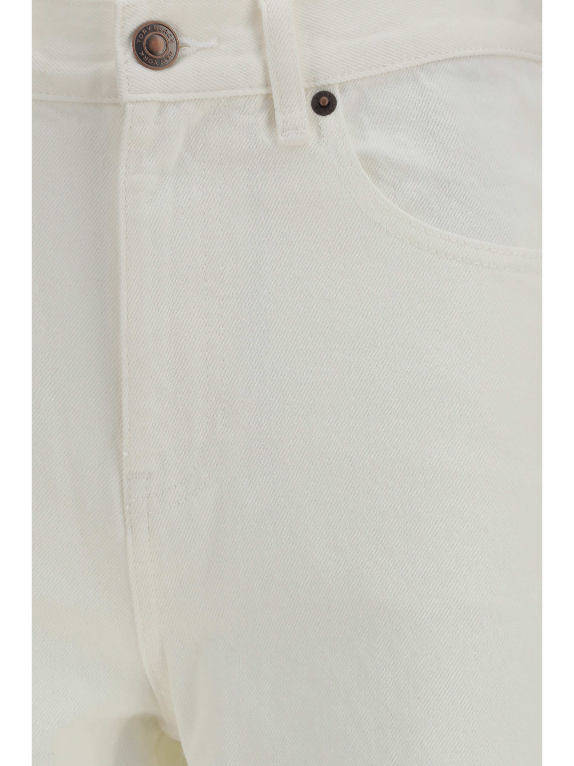 T Monogram Contrast Cuff Straight-Leg Jeans