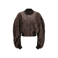 Cropped leather Bomber Jacket