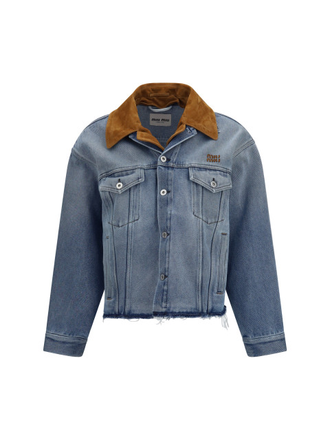 Washed denim and suede Jacket