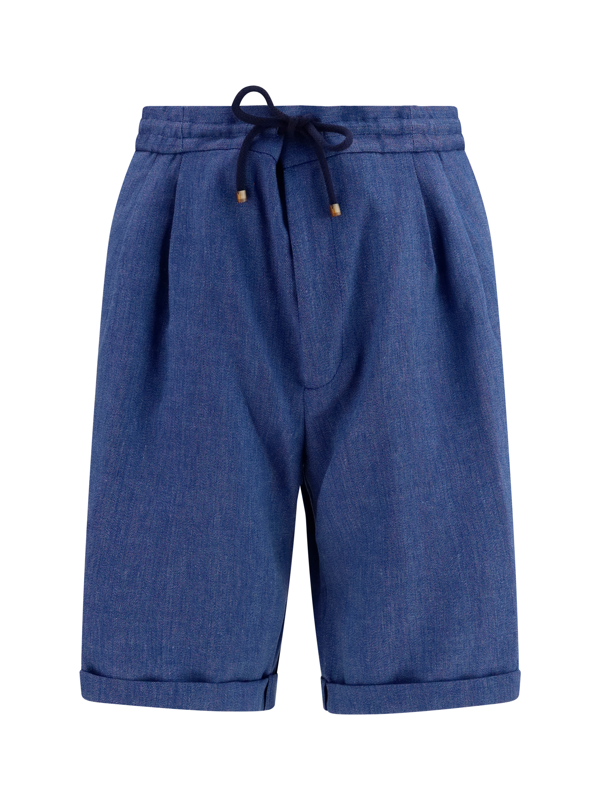 Linen and virgin wool chevron Bermuda Shorts