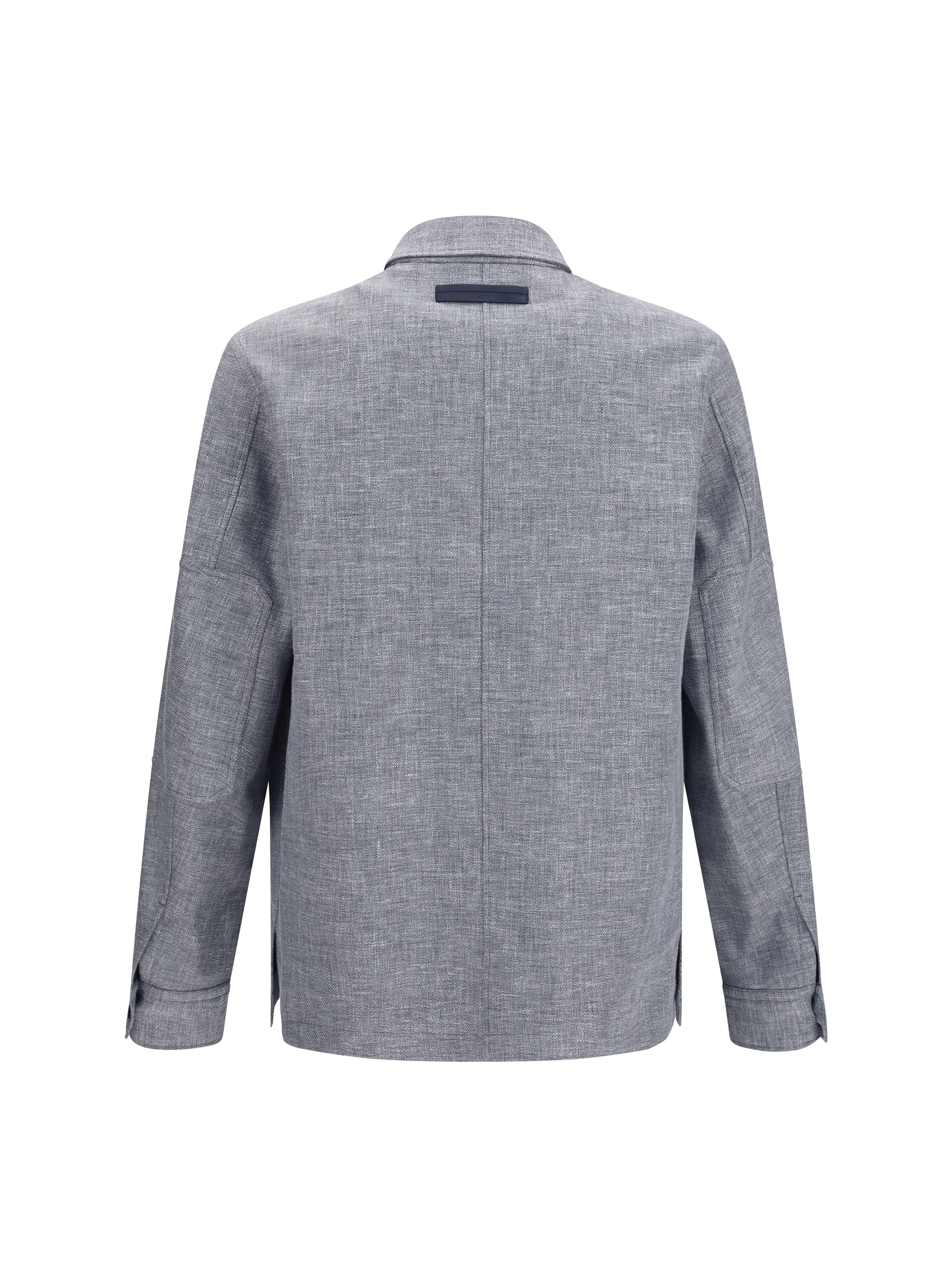 Crossover Shirt Jacket in linen wool and silk