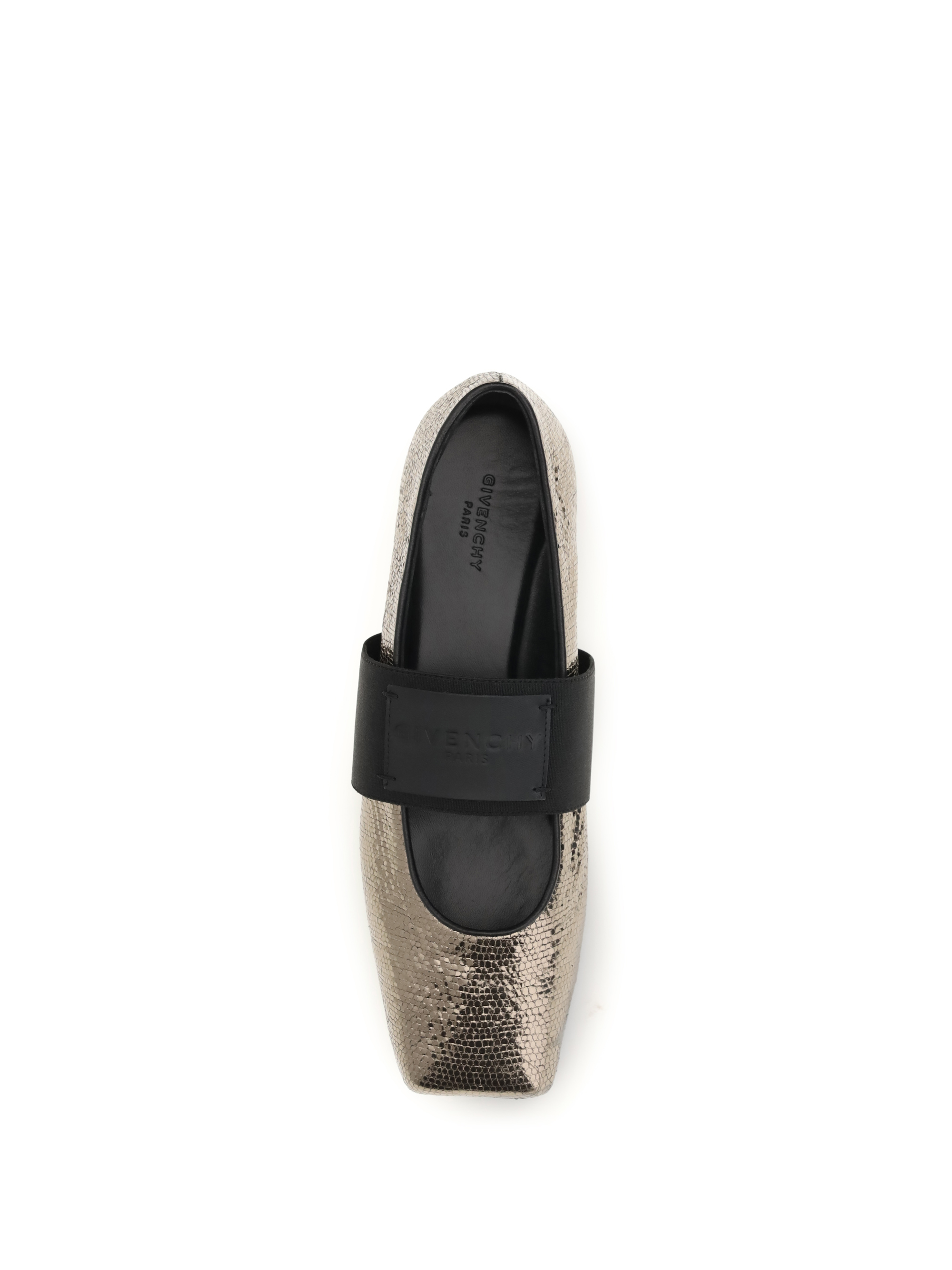 Sliced Square Ballerinas in textured leather