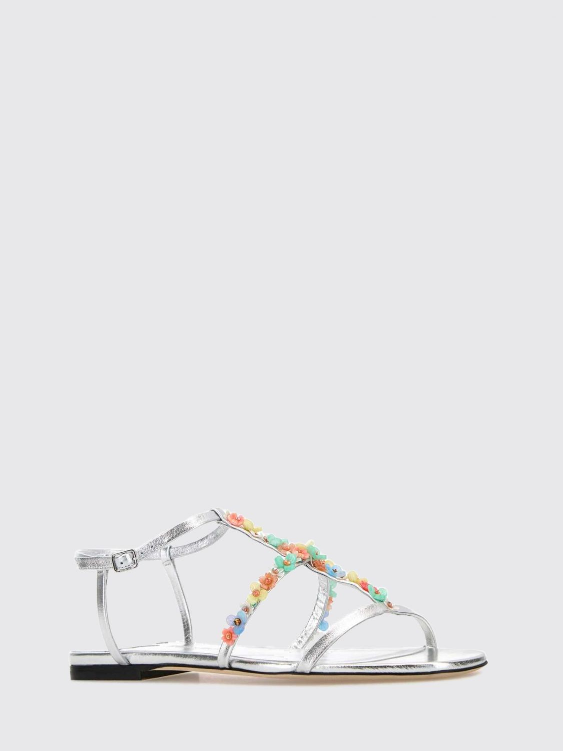 [Jimmy Choo] Sandals SS26 GWYNDAISYFLATEQN SILVERMULTI
