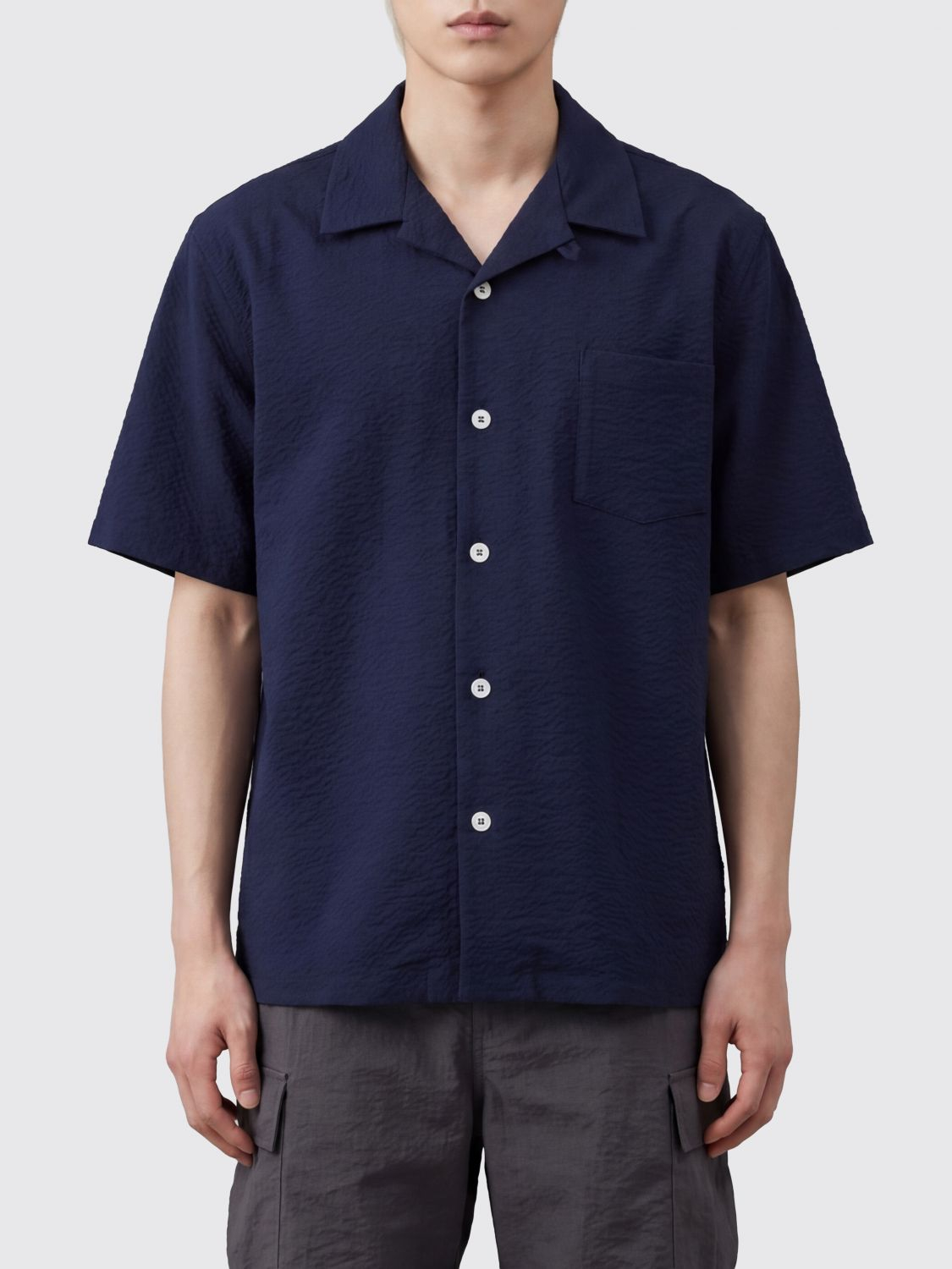 [Howlin] Shirts Short Sleeve SS26 COCKTAIL SHIRT CRISPY SEERSUCKER NAVY