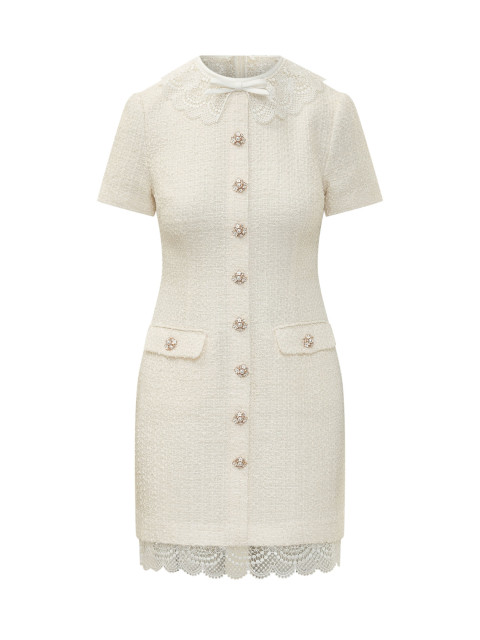 [Self-portrait] Short sleeve dress FW26 PF26002SBC CREAM